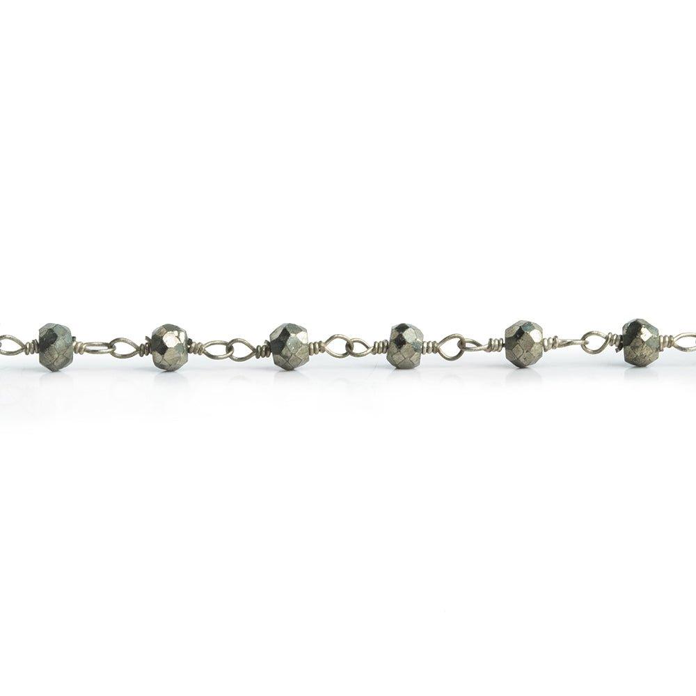 Pyrite Faceted Rondelle Silver Chain by the Foot 37 pieces - The Bead Traders