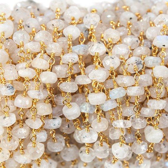 Rainbow Moonstone and Sunstone Hand Wrapped Chain - Lot of 10ft - The Bead Traders