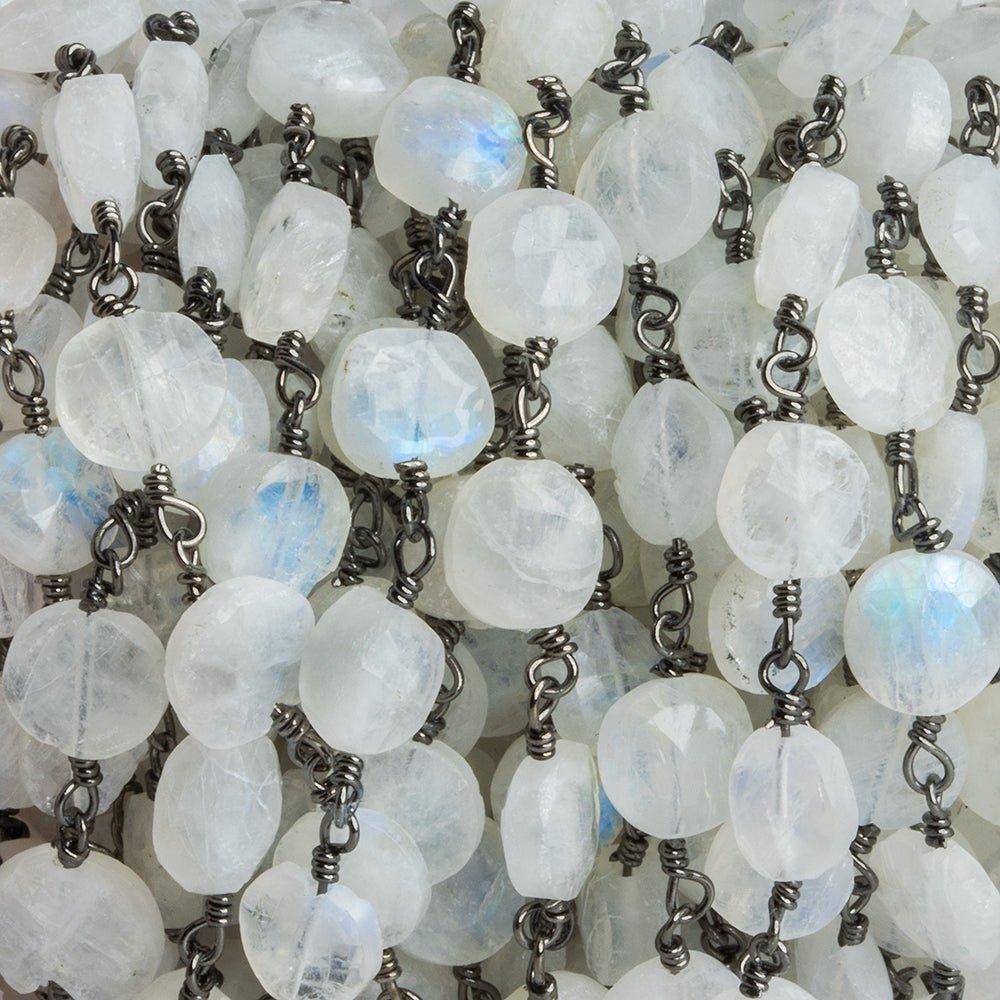 Rainbow Moonstone Coin Black Gold Chain by the Foot 25 pieces - The Bead Traders