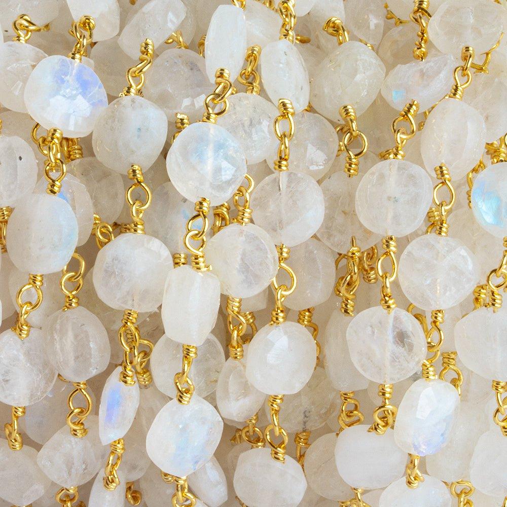 Rainbow Moonstone Coin Gold Chain by the Foot 24 pieces - The Bead Traders