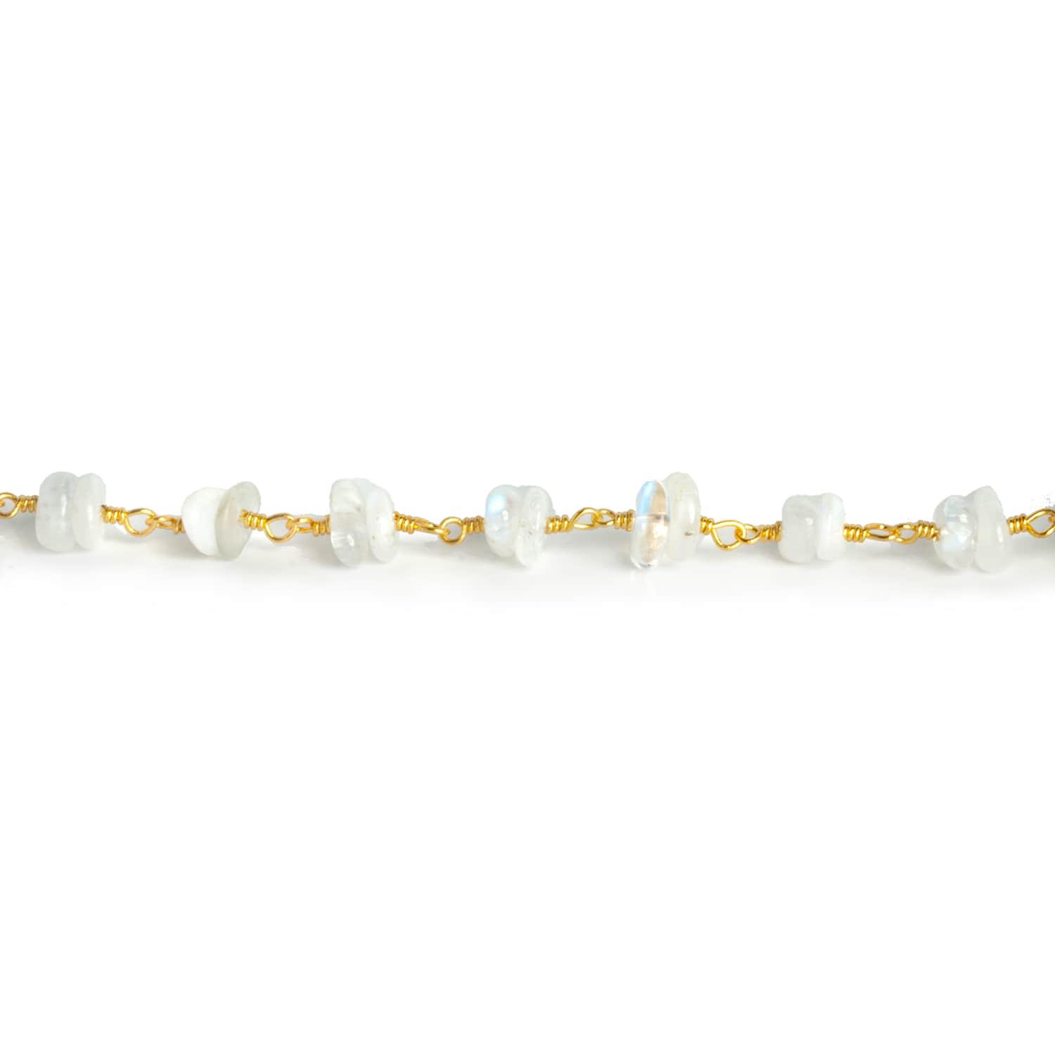 Rainbow Moonstone Double Nugget Gold Chain 56 pieces - The Bead Traders