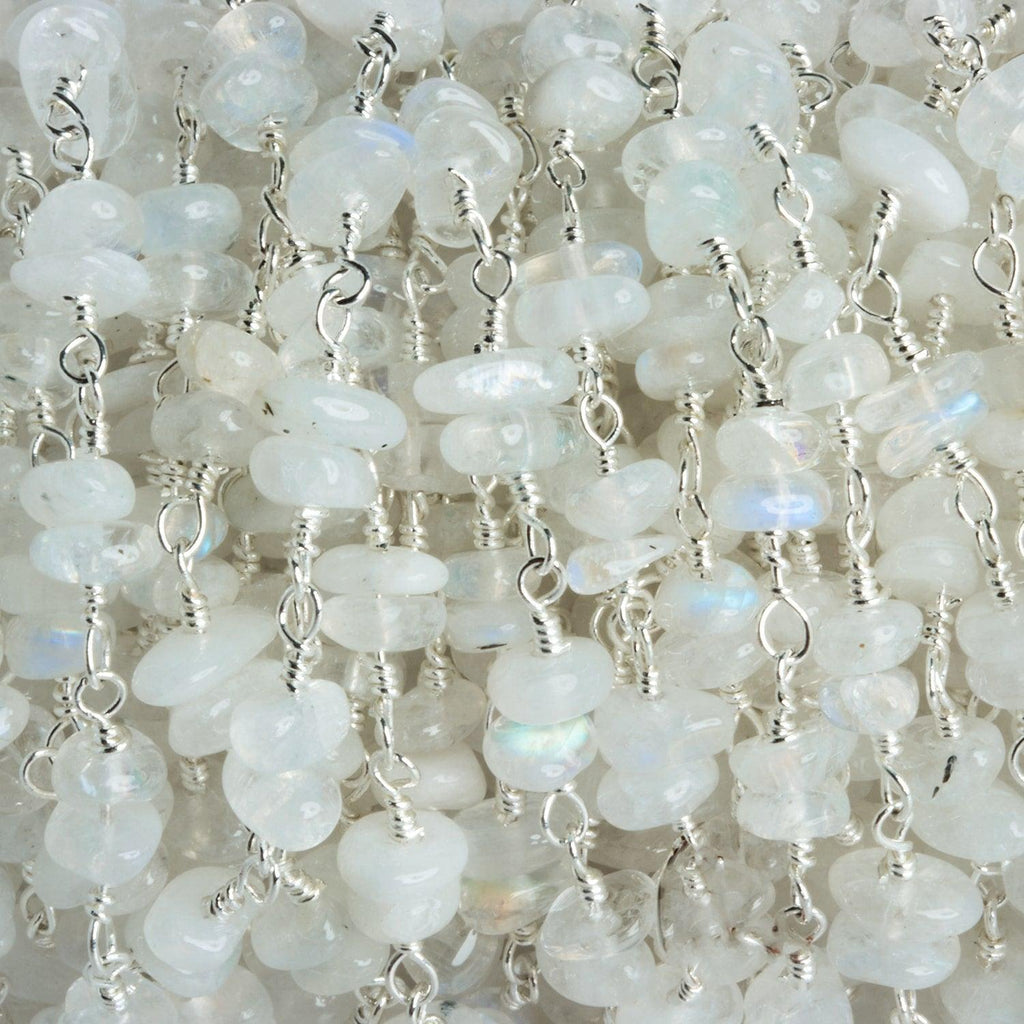 Rainbow Moonstone Double Nugget Silver Chain 56 pieces - The Bead Traders