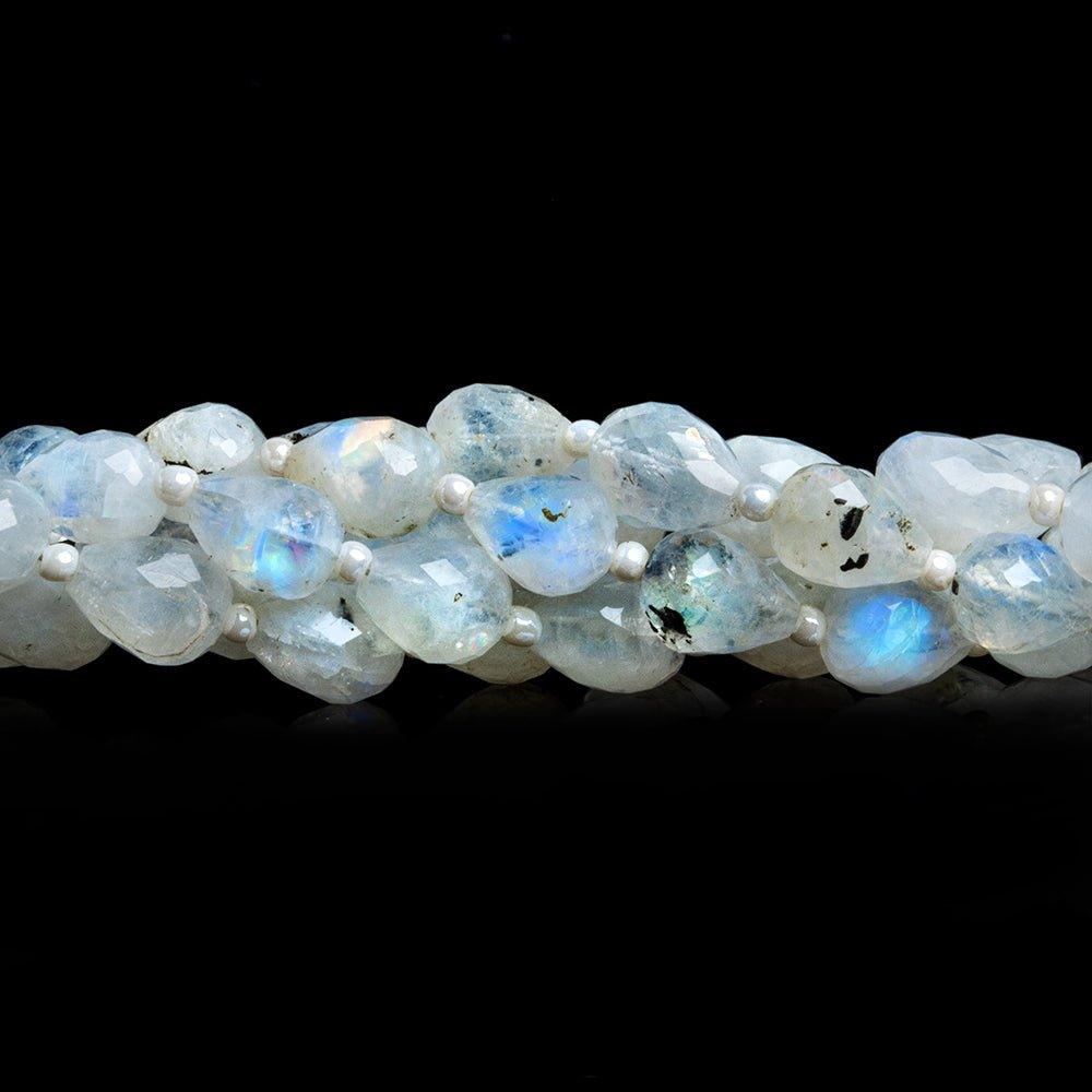 Rainbow Moonstone Faceted Teardrop Beads 6 inch 15 pieces - The Bead Traders