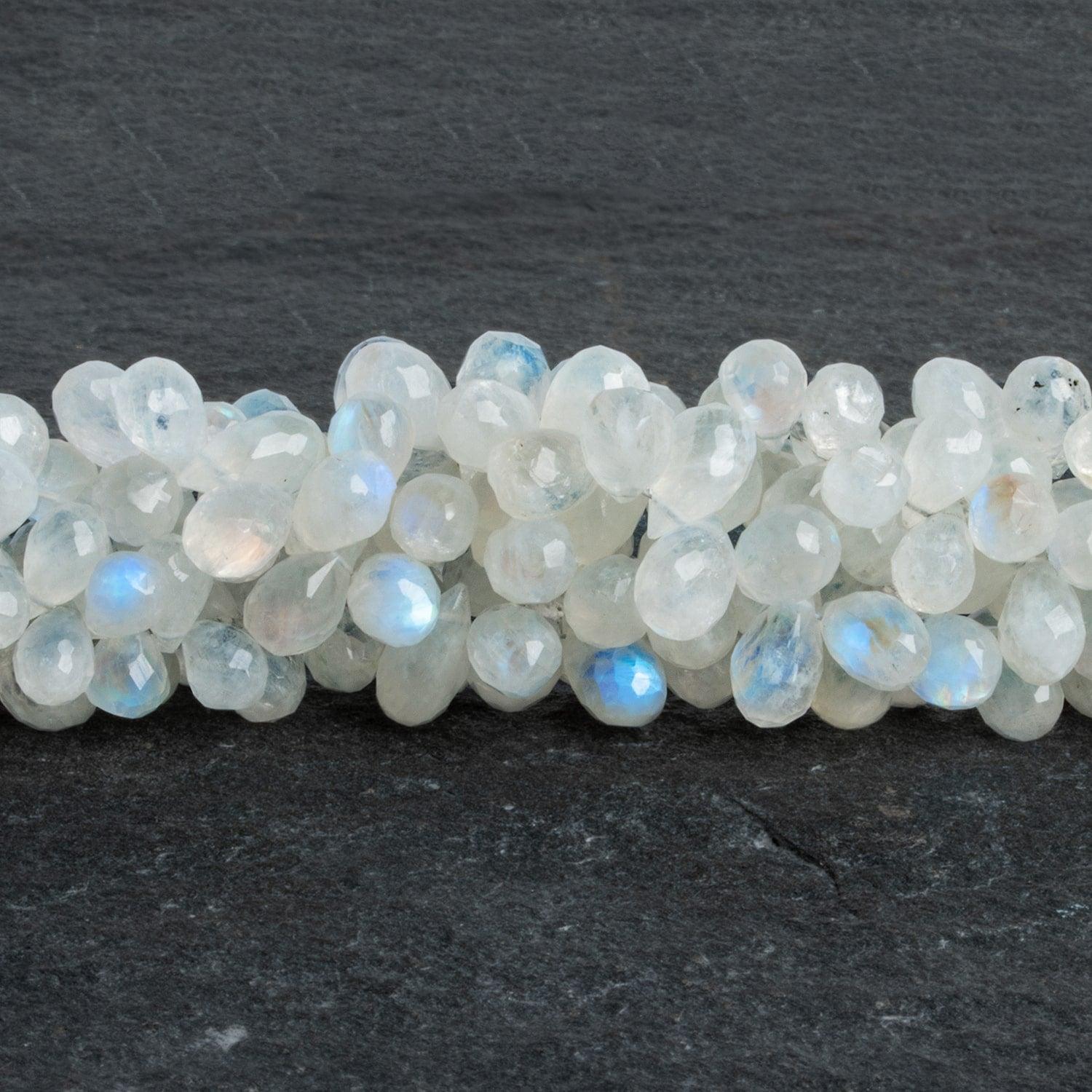 Rainbow Moonstone Faceted Teardrops 9 inch 95 beads - The Bead Traders