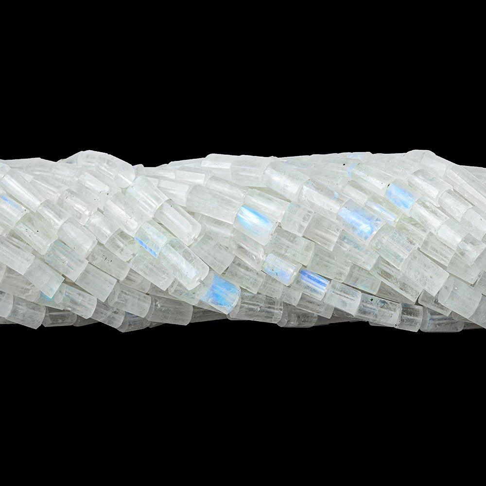 Rainbow Moonstone faceted tubes 5x4mm - 9x4mm 14.5 inch 55 beads - The Bead Traders
