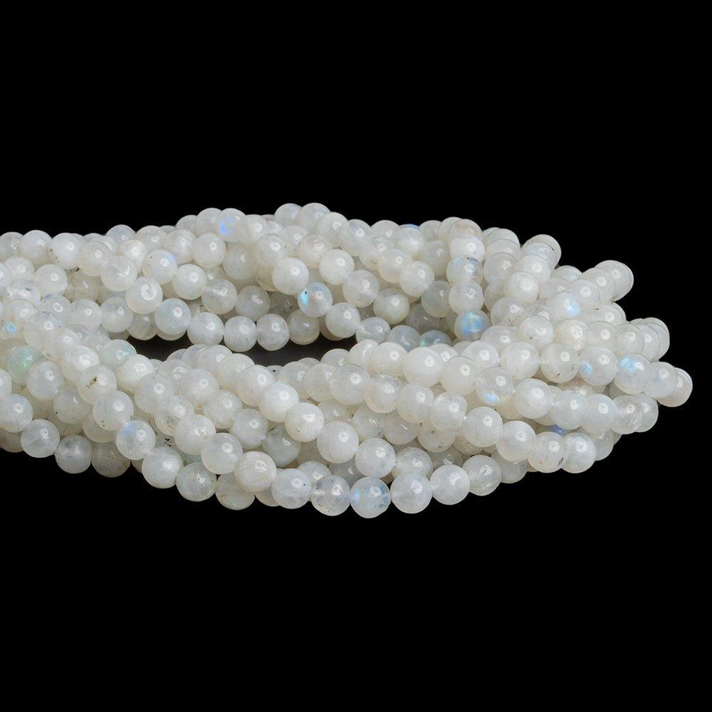 Rainbow Moonstone Hand Cut Plain Round Beads 12 inch 65 pieces - The Bead Traders