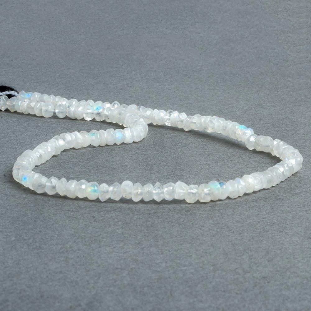 Rainbow Moonstone Handcut faceted rondelle 13 inch 120 beads - The Bead Traders