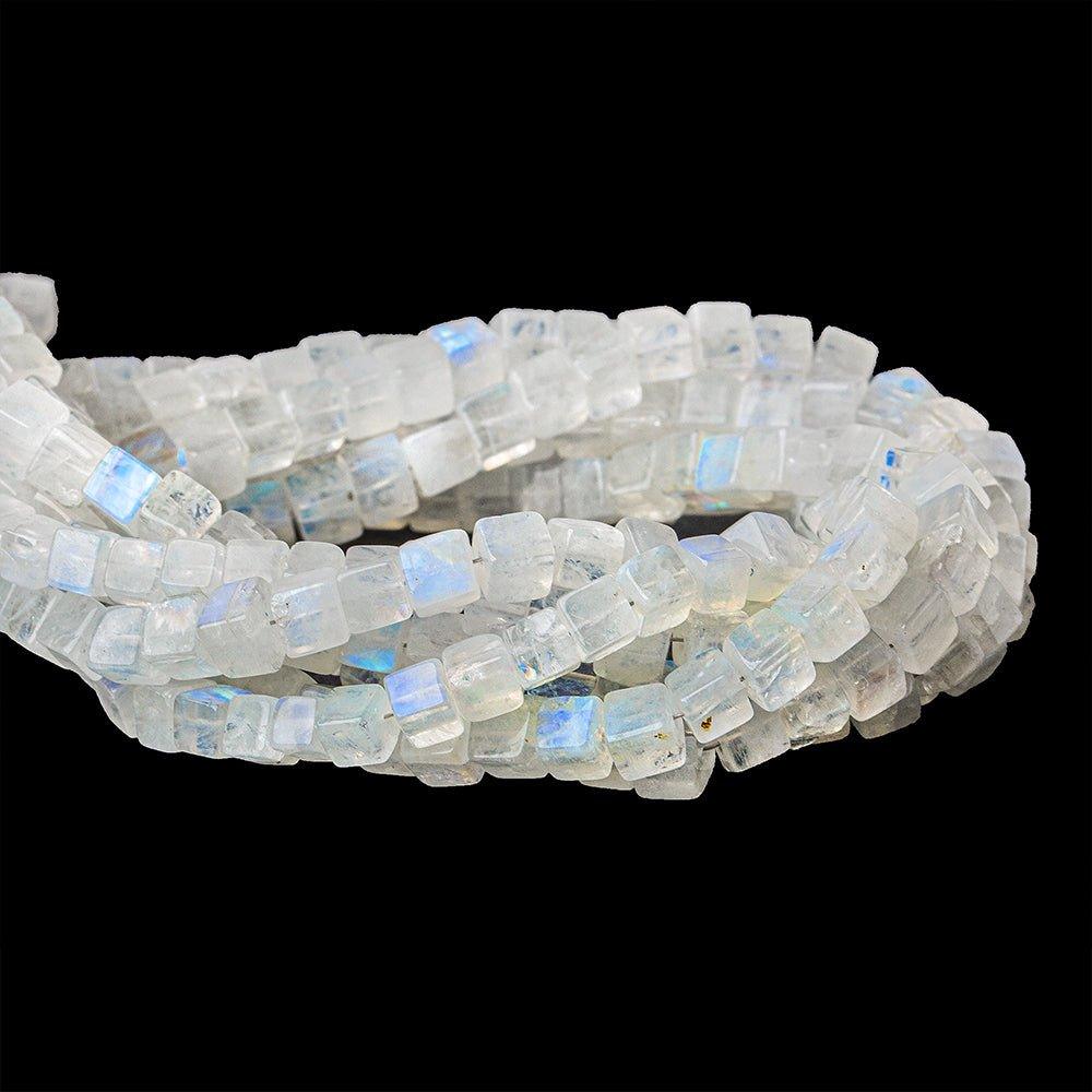 Rainbow Moonstone plain cubes 8 inch 47 beads 4mm average - The Bead Traders
