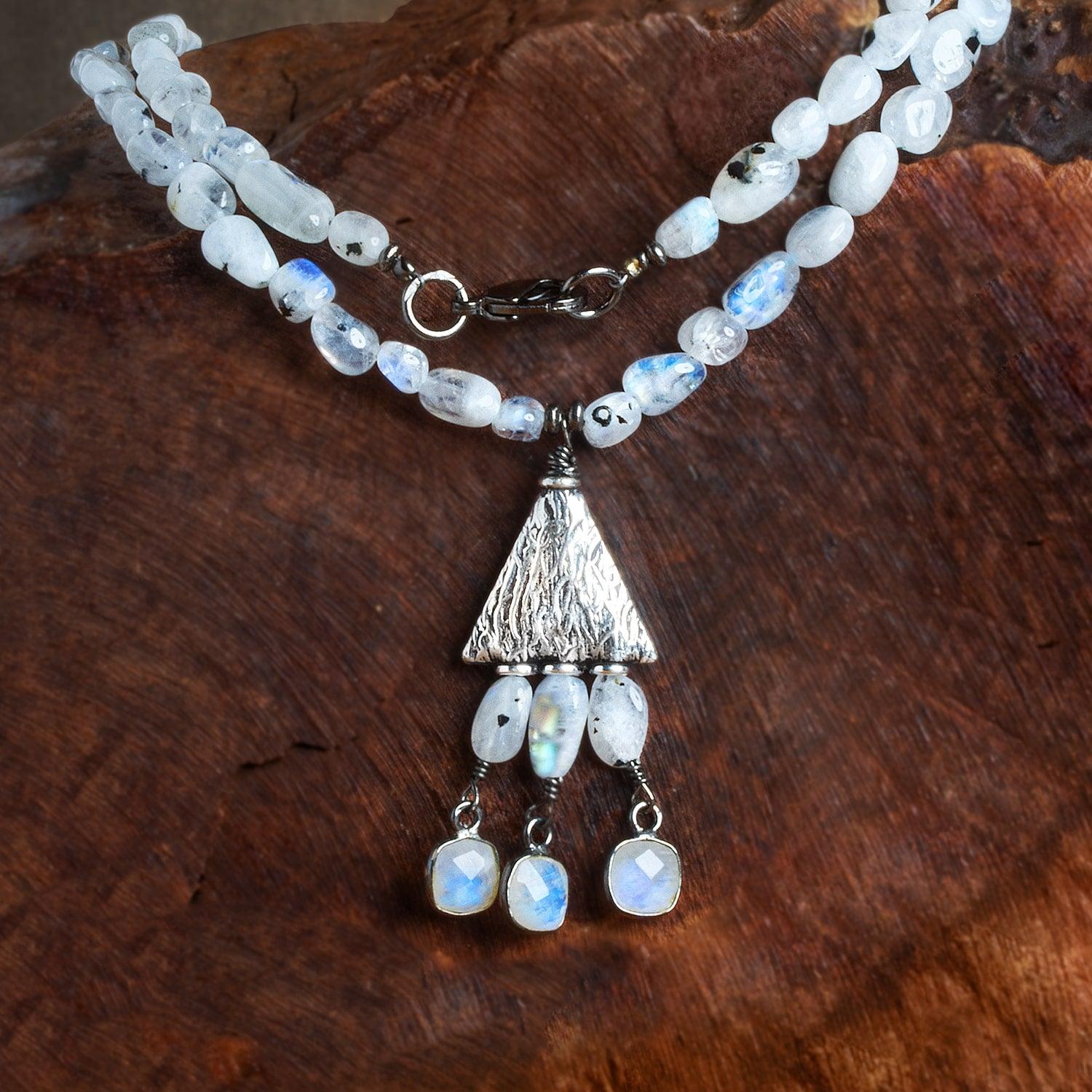 Rainbow Moonstone Plain Nuggets 12 inch 45 beads - The Bead Traders