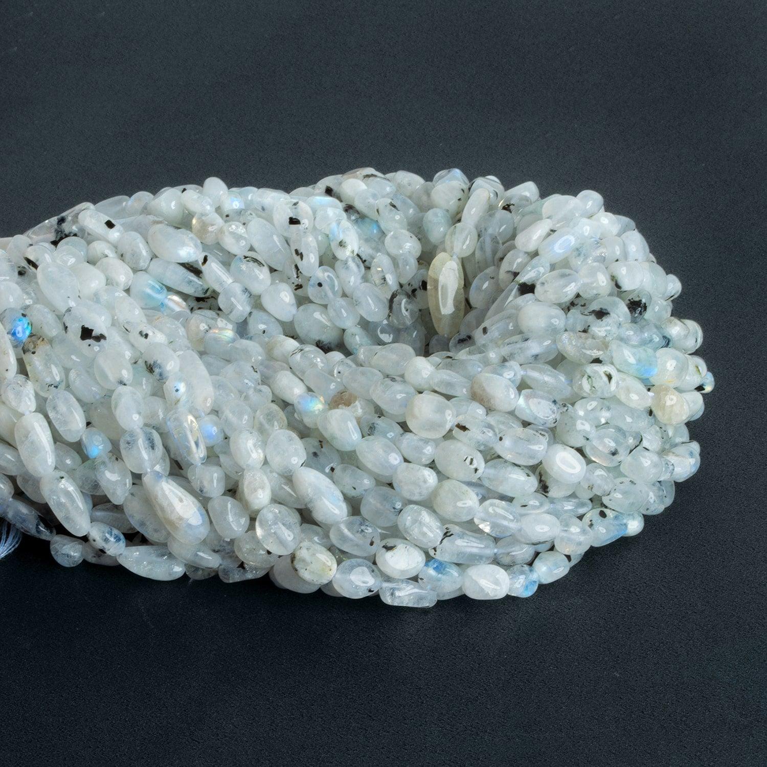 Rainbow Moonstone Plain Nuggets 12 inch 45 beads - The Bead Traders
