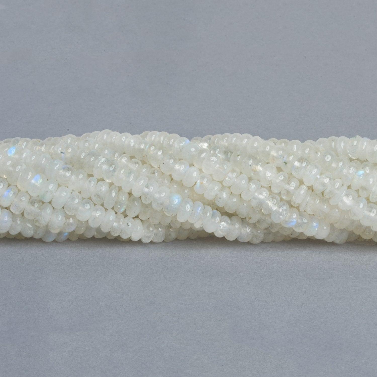 Rainbow Moonstone Plain Rondelles 12 inch 125 beads - The Bead Traders