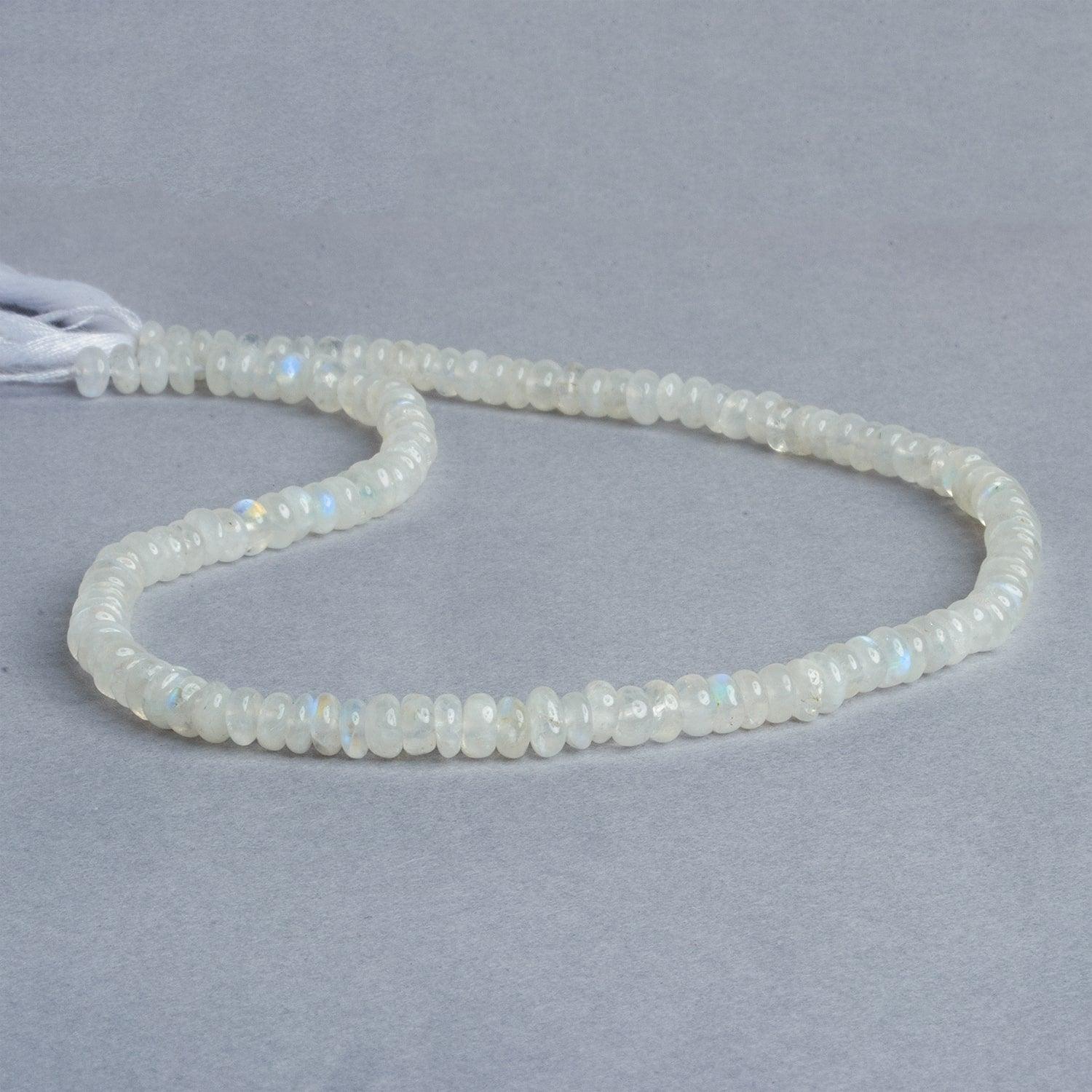 Rainbow Moonstone Plain Rondelles 12 inch 125 beads - The Bead Traders