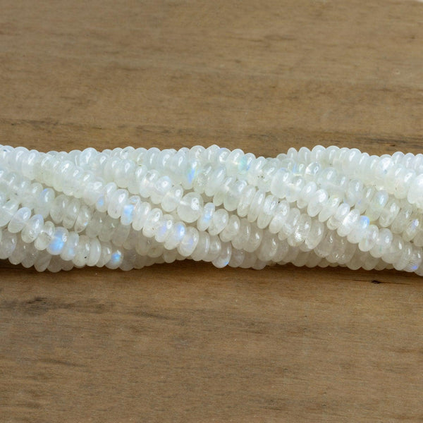 Rainbow Moonstone Plain Rondelles 13 inch 125 beads