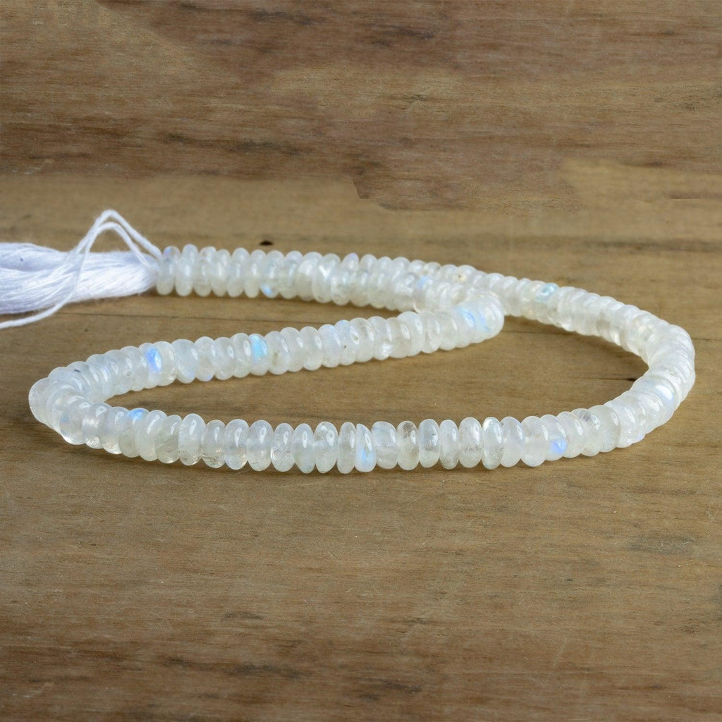 Rainbow Moonstone Plain Rondelles 13 inch 125 beads - The Bead Traders