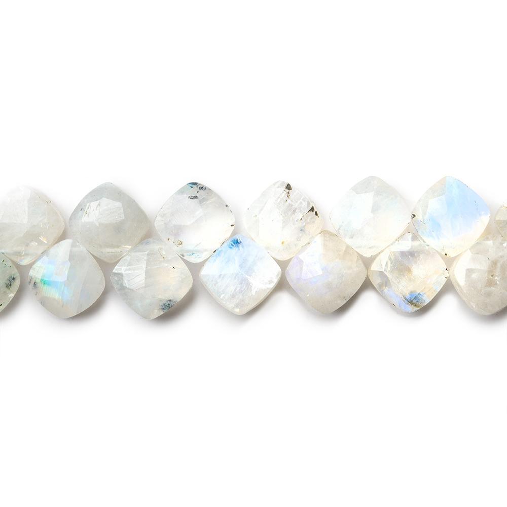 Rainbow Moonstone top drilled Faceted Pillows 7 inches 47 beads - The Bead Traders