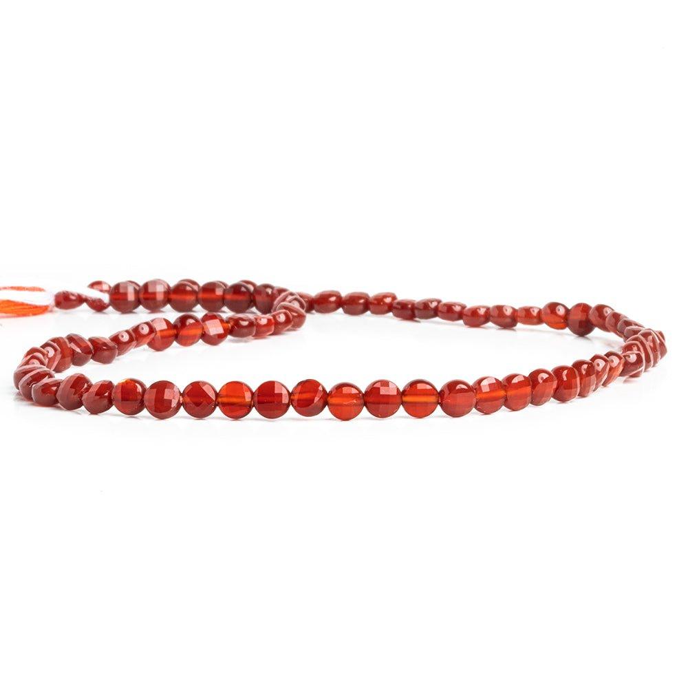 Red Agate checkerboard calibrated faceted coins 12 inch 85 pieces - The Bead Traders