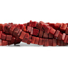 Red Coral Plain Rectangles 15 inch 63 beads - The Bead Traders
