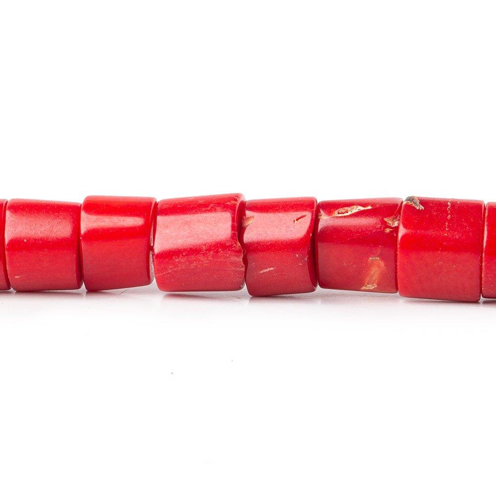 Red Coral plain Tubes 16 inch 42 Beads - The Bead Traders