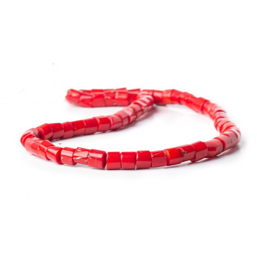 Red Coral plain Tubes 16 inch 42 Beads - The Bead Traders