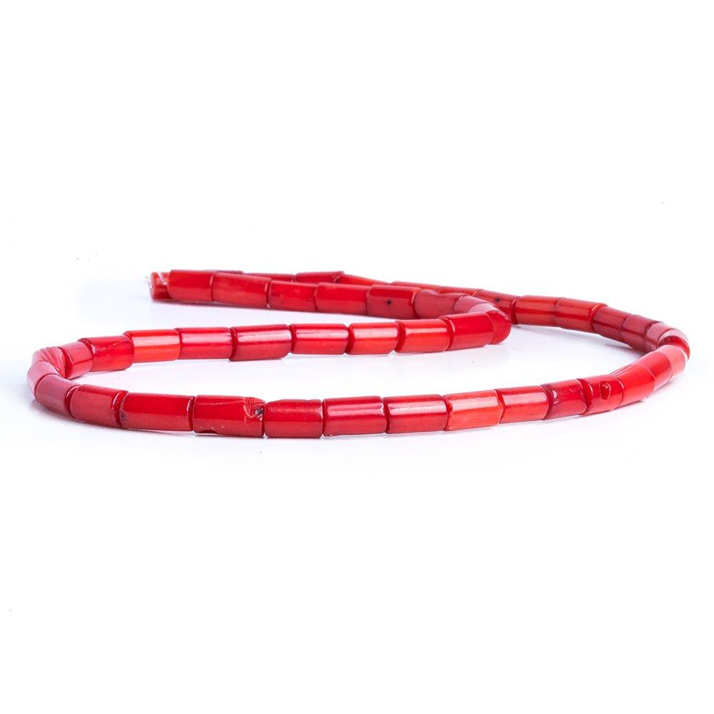 Red Coral Tube Beads 16 inch 35 pieces - The Bead Traders
