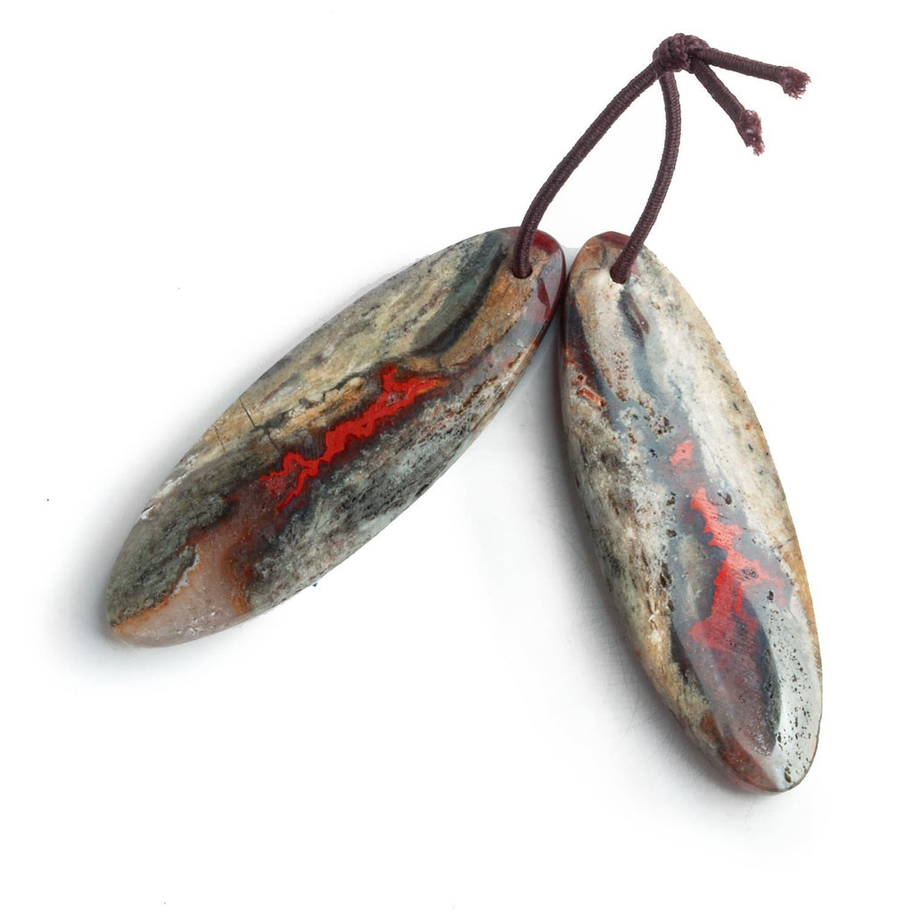 Red Creek Jasper Matched Oval Pendants Set of 2 - The Bead Traders