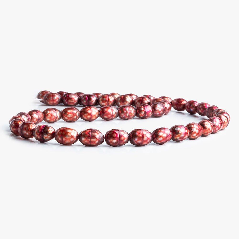 Red Faceted Oval Freshwater Pearls 16 inch 45 pieces - The Bead Traders
