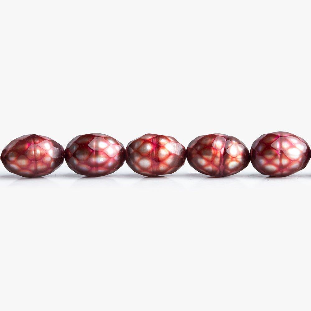 Red Faceted Oval Freshwater Pearls 16 inch 45 pieces - The Bead Traders