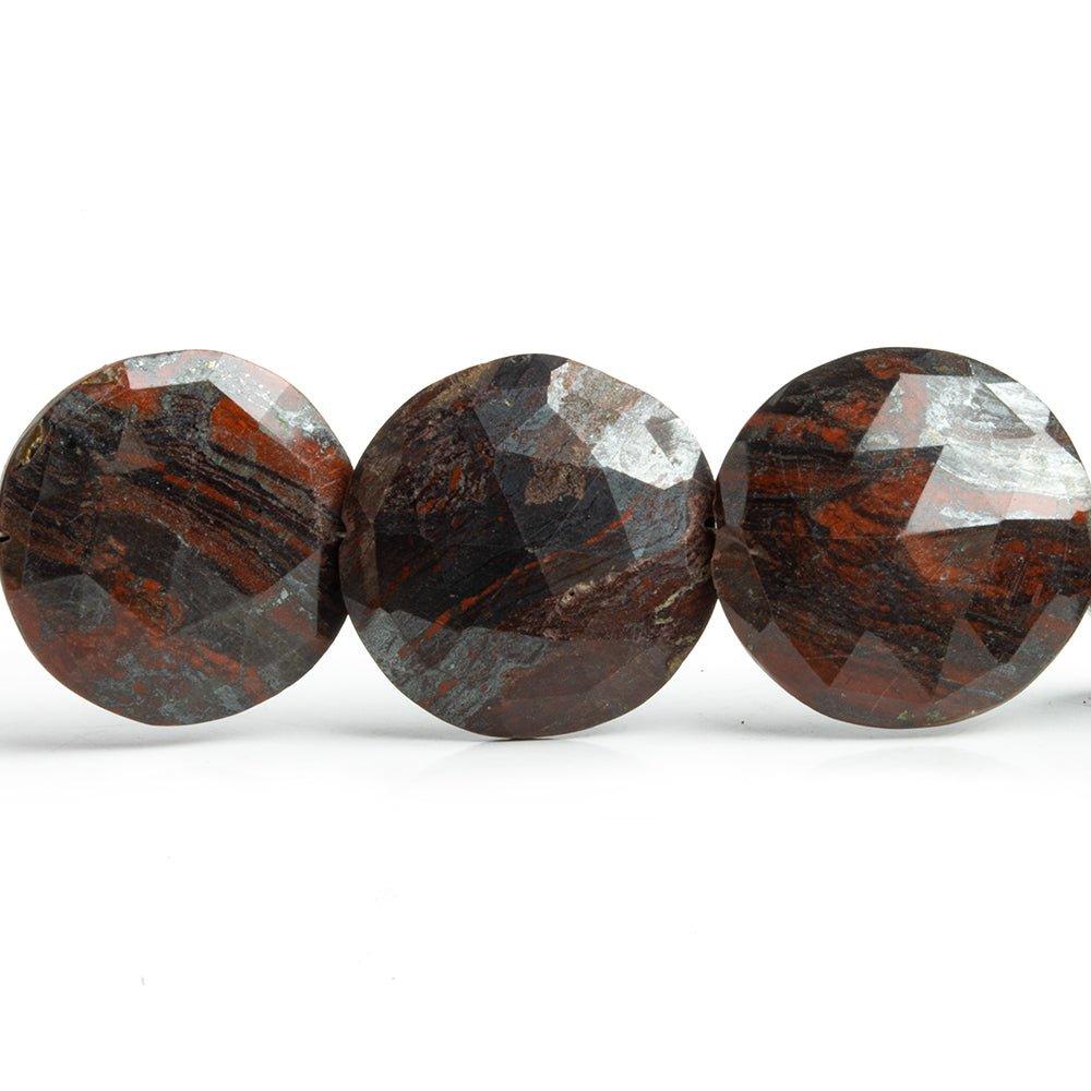 Red Jasper Faceted Coin Beads 7 inch 8 pieces - The Bead Traders