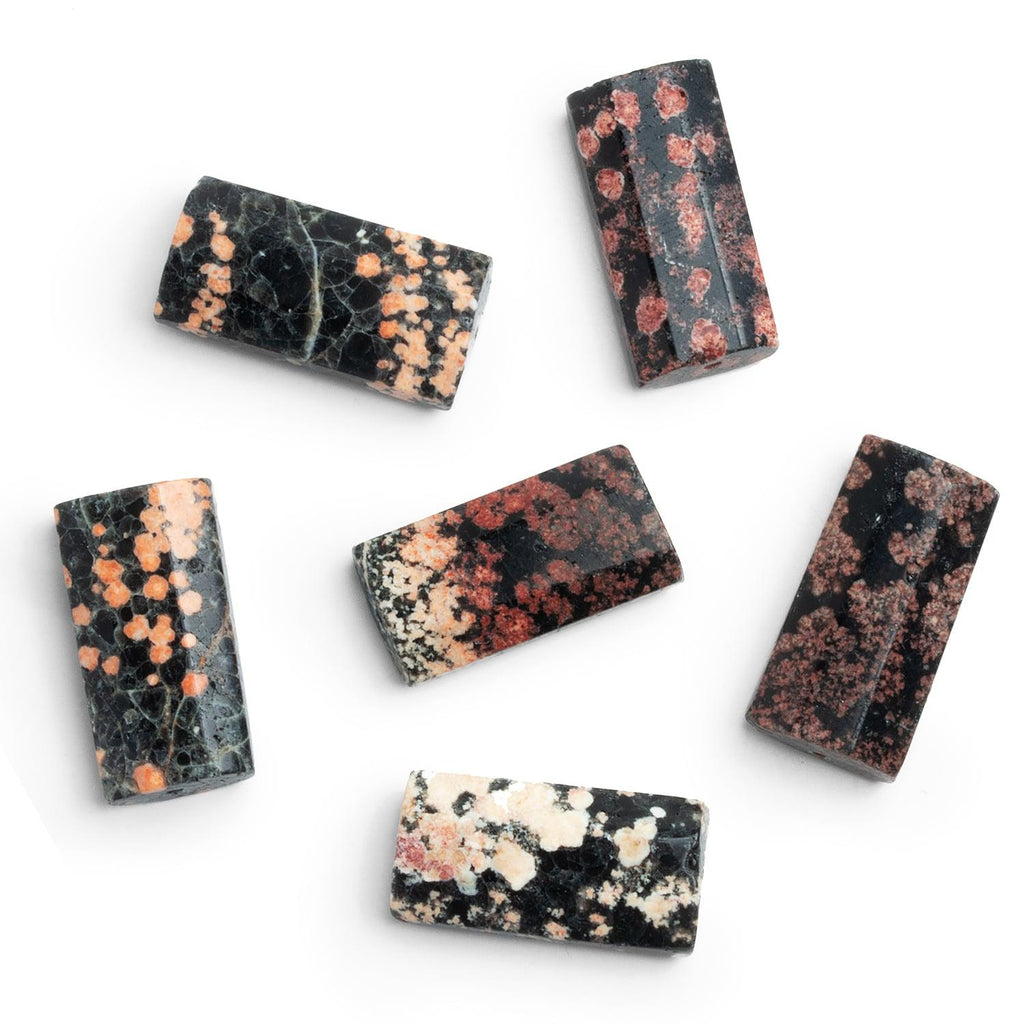Red Snowflake Obsidian Rectangle Focal 1 Bead - The Bead Traders