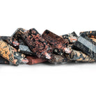 Red Snowflake Obsidian Rectangles 15 inch 11 beads - The Bead Traders