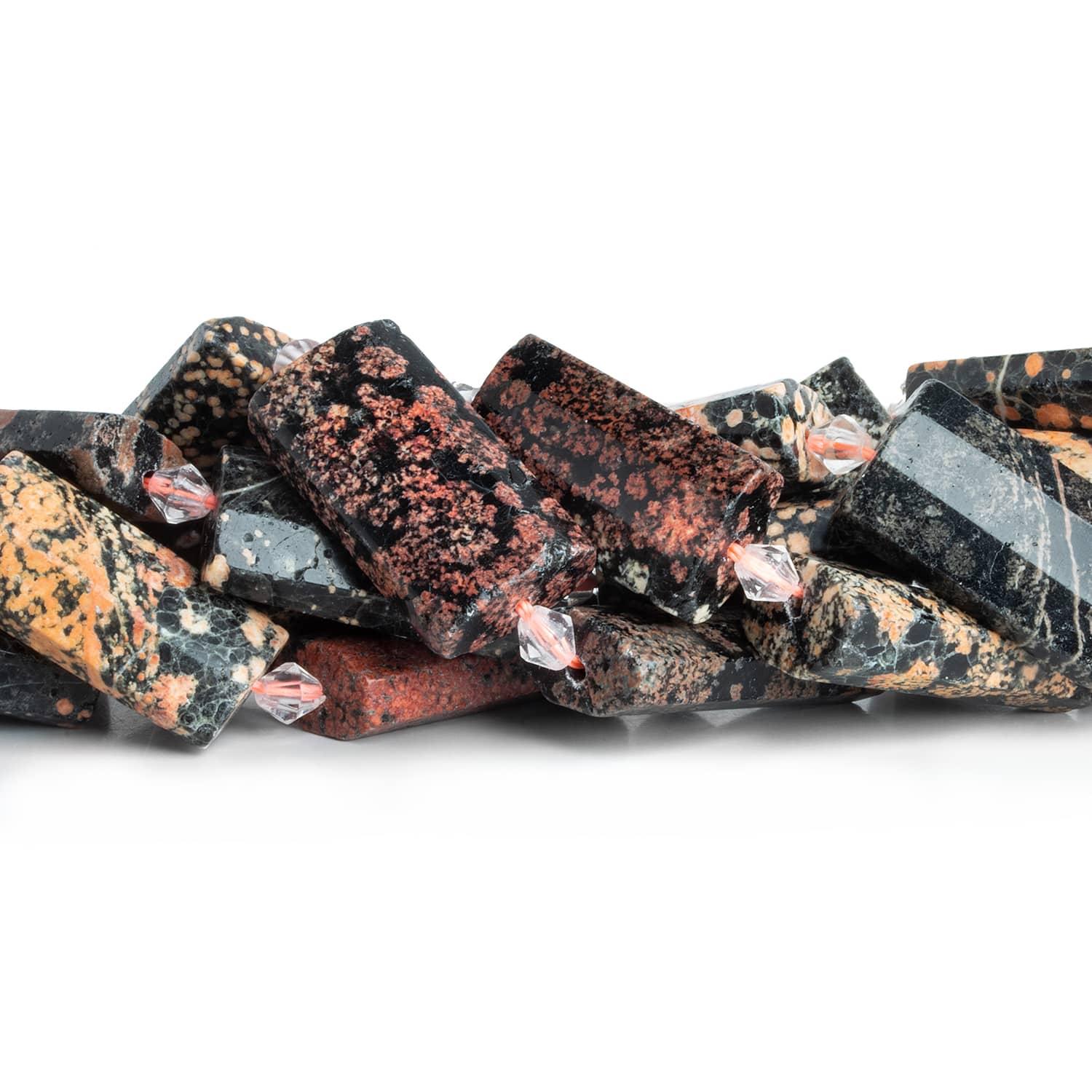 Red Snowflake Obsidian Rectangles 15 inch 11 beads - The Bead Traders
