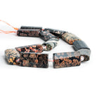 Red Snowflake Obsidian Rectangles 15 inch 11 beads - The Bead Traders
