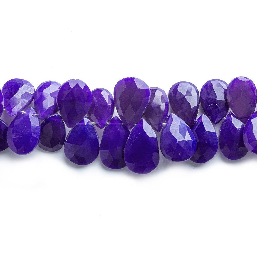 Regal Purple Chalcedony faceted pears 8 inch 57 beads 8x6mm - 12x8mm - The Bead Traders