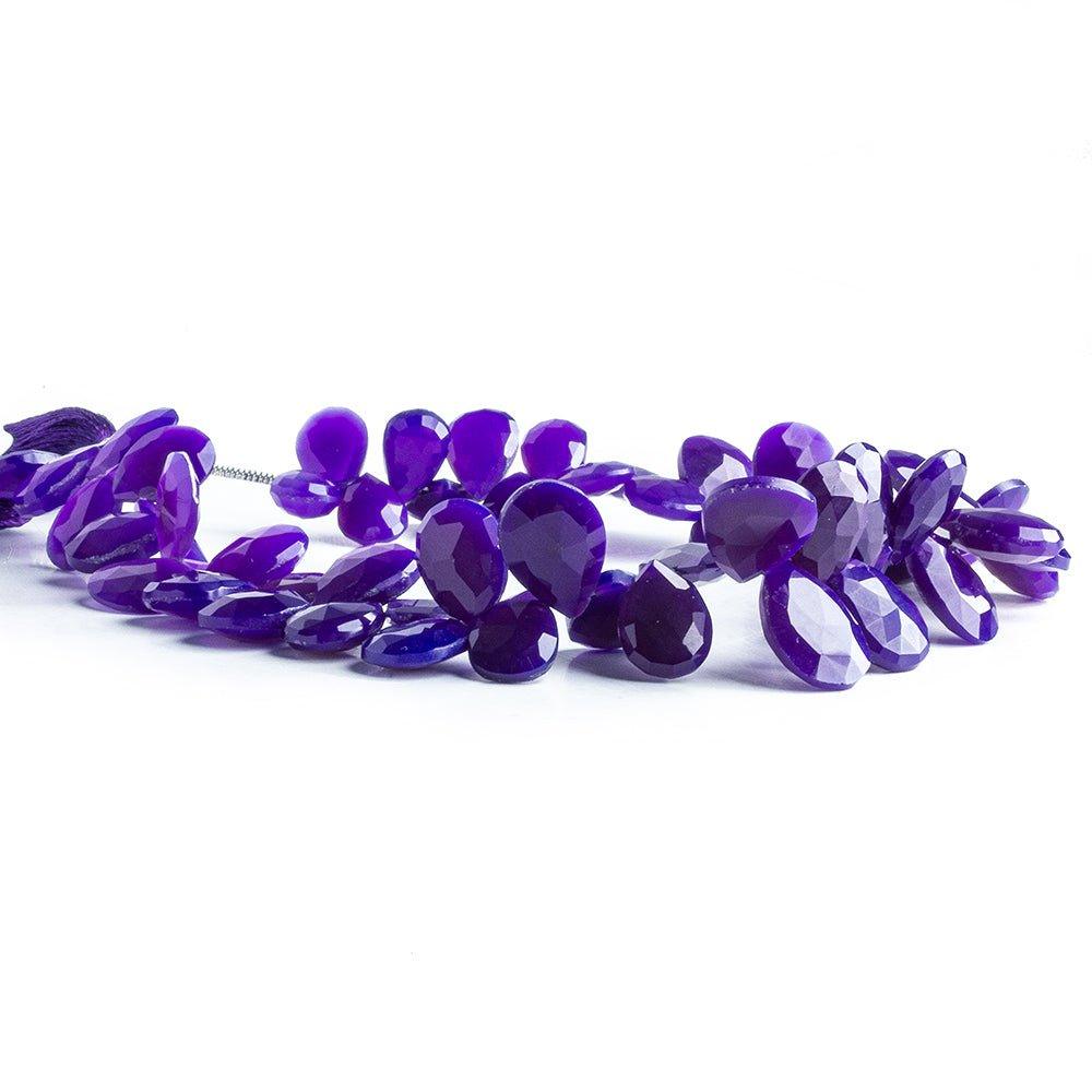 Regal Purple Chalcedony faceted pears 8 inch 57 beads 8x6mm - 12x8mm - The Bead Traders