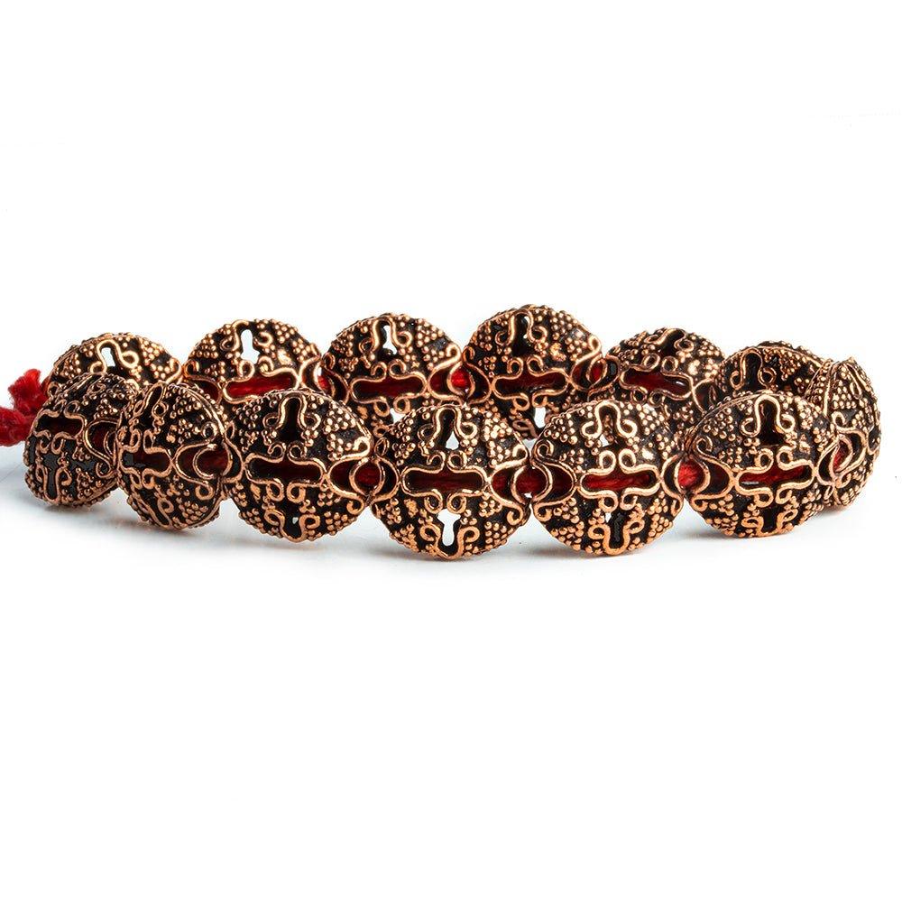 Renaissance Style Copper Oval Beads 8 inch 13 pieces - The Bead Traders