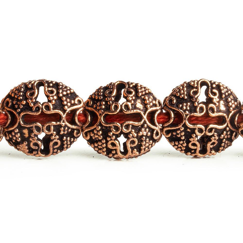Renaissance Style Copper Oval Beads 8 inch 13 pieces - The Bead Traders