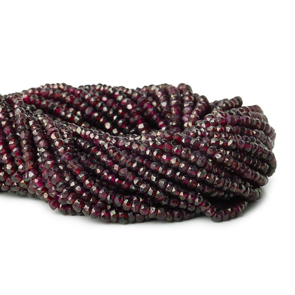 Rhodolite Garnet faceted rondelle 13 inch 100 beads - The Bead Traders