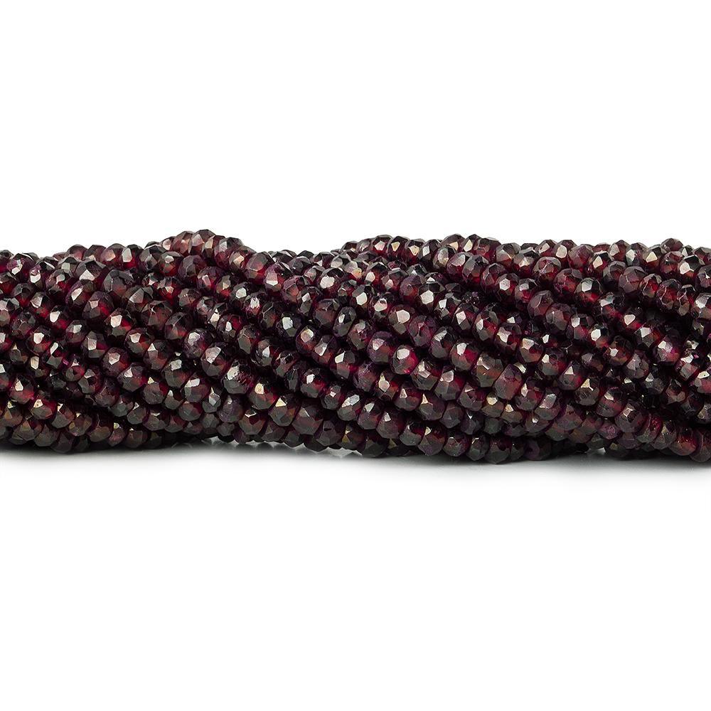 Rhodolite Garnet faceted rondelle 13 inch 100 beads - The Bead Traders