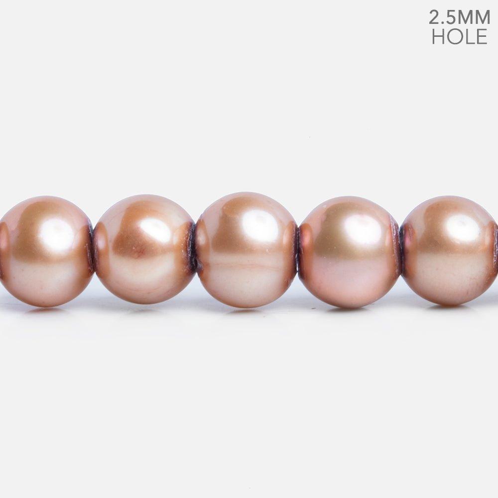 Rose Champagne Off Round Large Hole Freshwater Pearl 15 inch 75 pieces - The Bead Traders