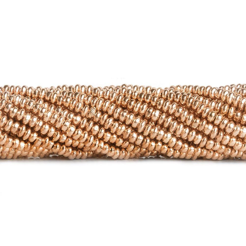 Rose Gold Plated Copper Rondelle Beads 8 inch 120 pieces - The Bead Traders