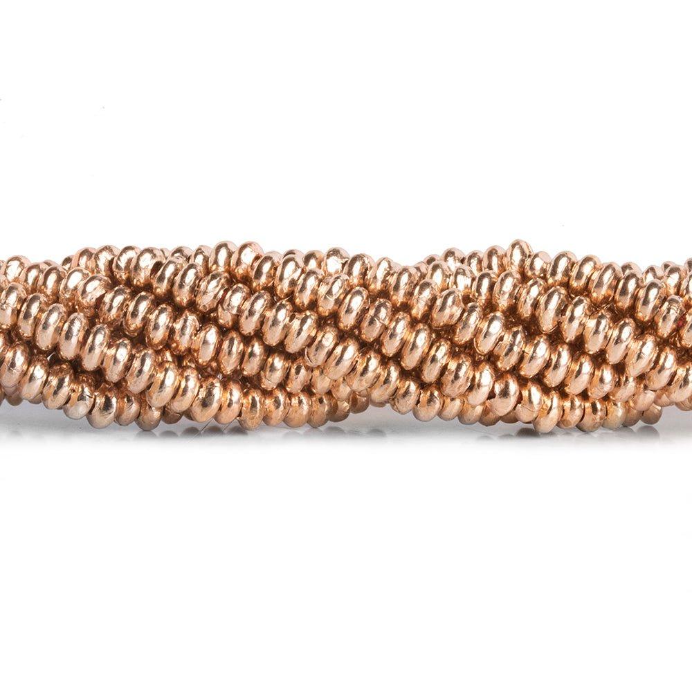 Rose Gold Plated Copper Rondelle Beads 8 inch 90 pieces - The Bead Traders
