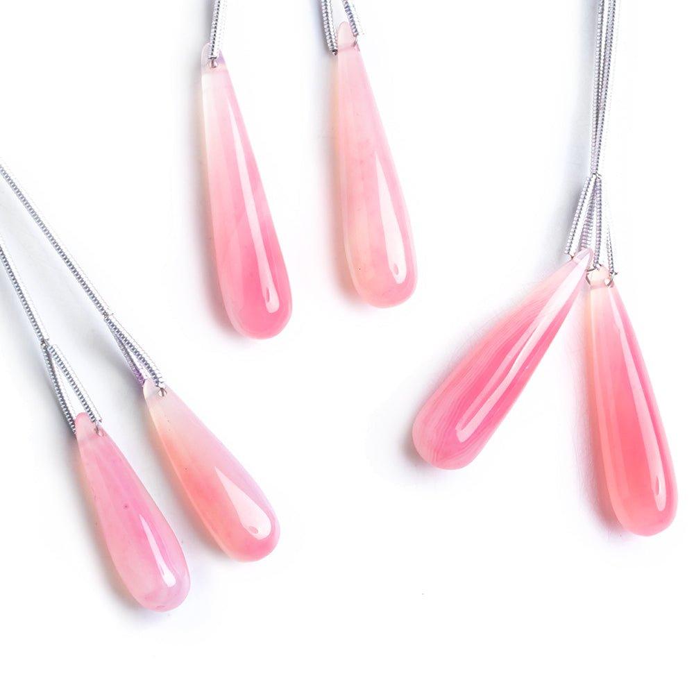 Rose Pink Chalcedony Plain Teardrop Focal Beads 2 Pieces - The Bead Traders