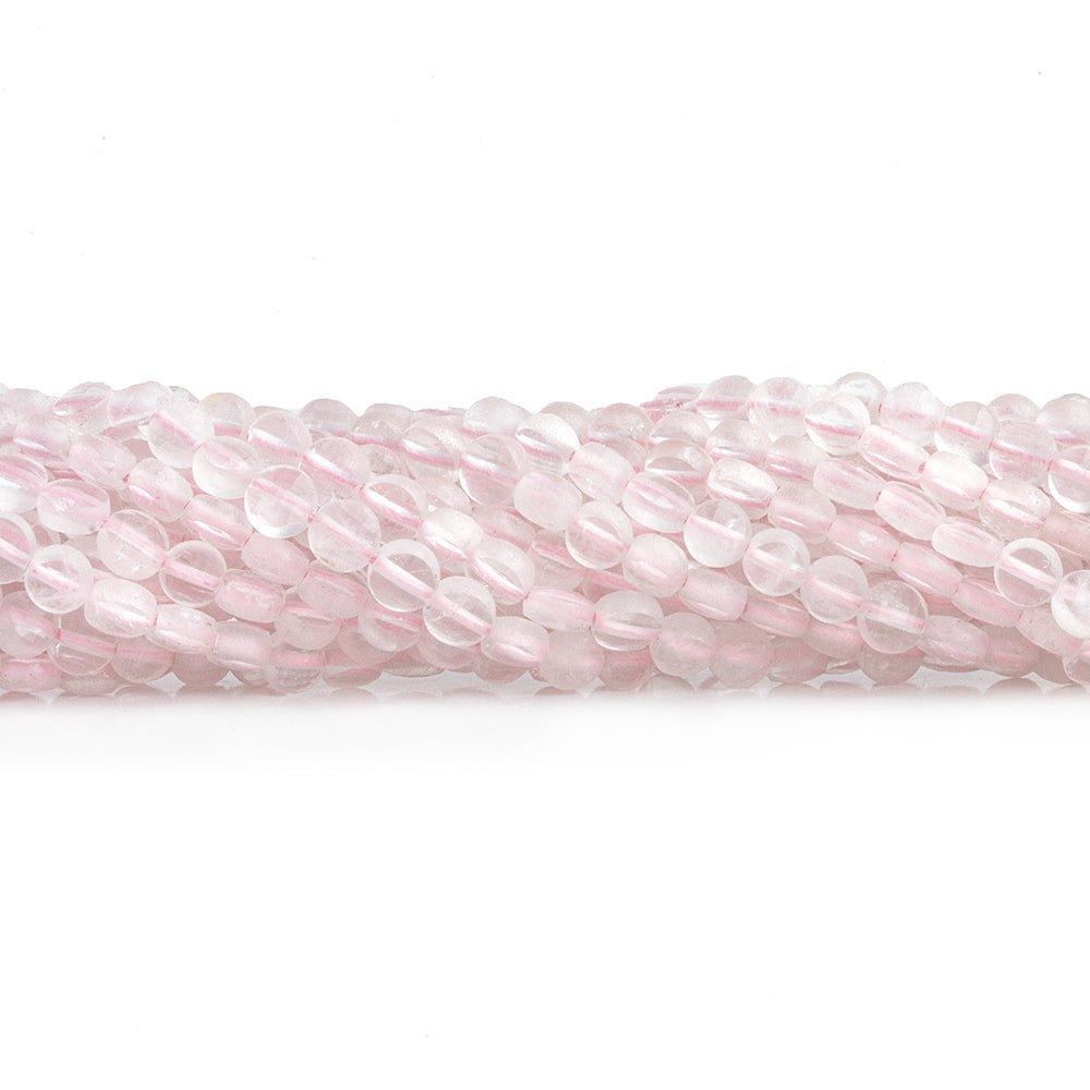 Rose Quartz checkerboard calibrated faceted coins 12 inch 85 pieces - The Bead Traders