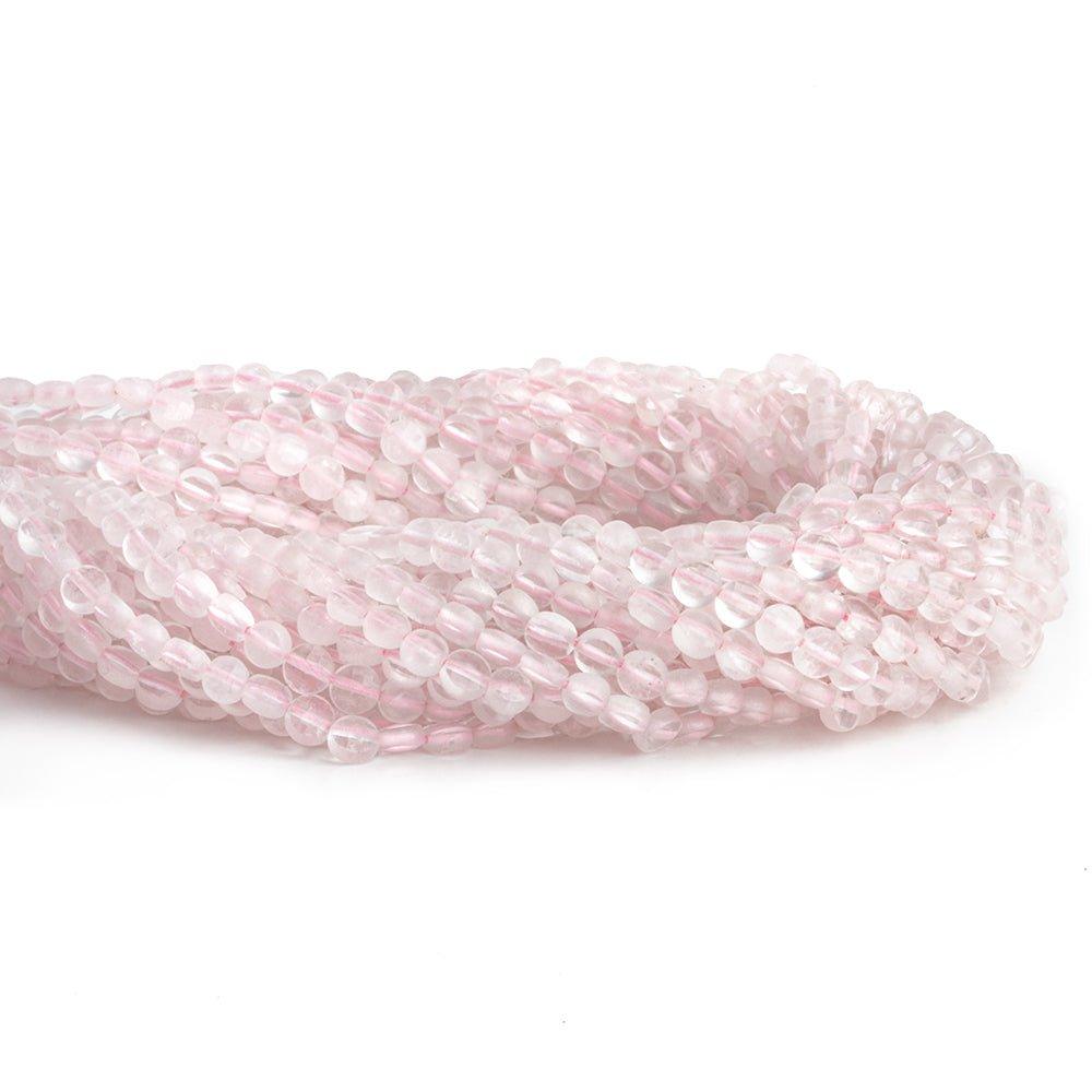 Rose Quartz checkerboard calibrated faceted coins 12 inch 85 pieces - The Bead Traders