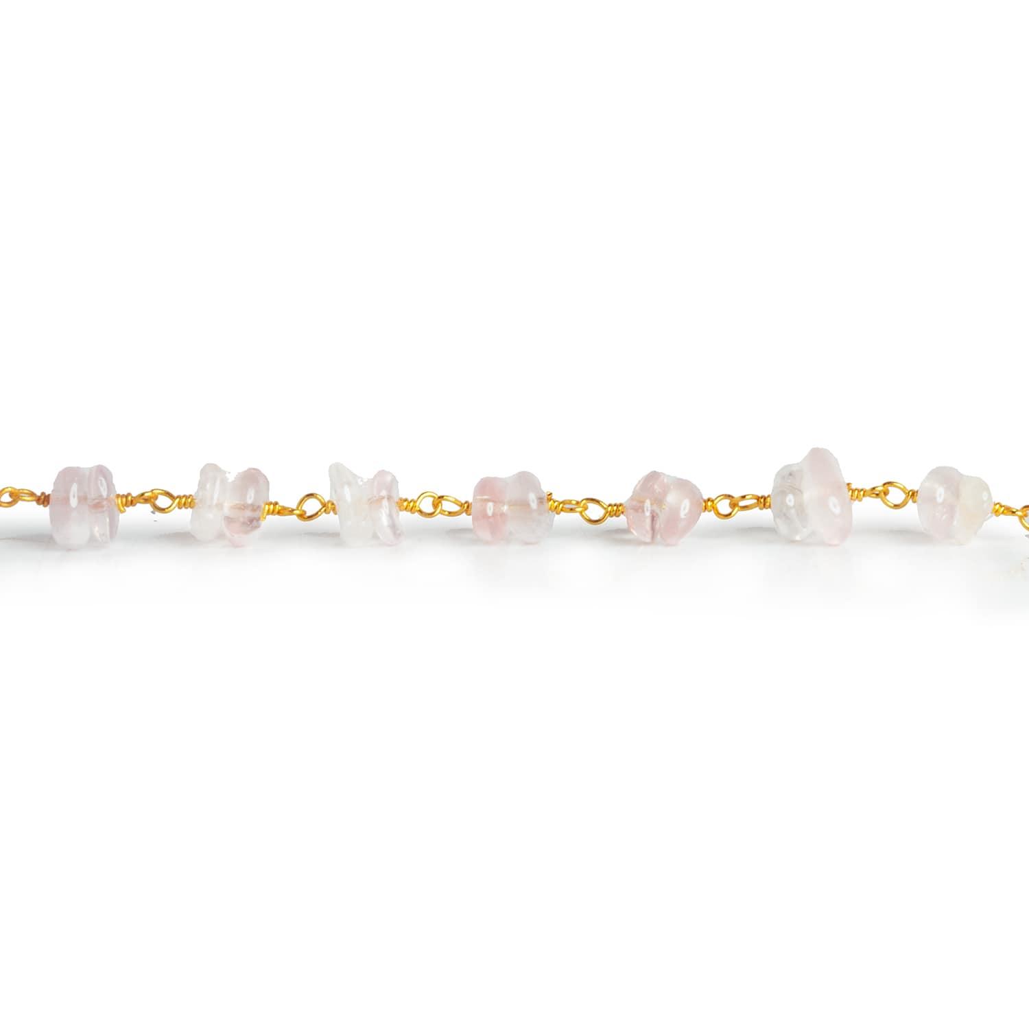 Rose Quartz Double Nugget Gold Chain 62 pieces - The Bead Traders