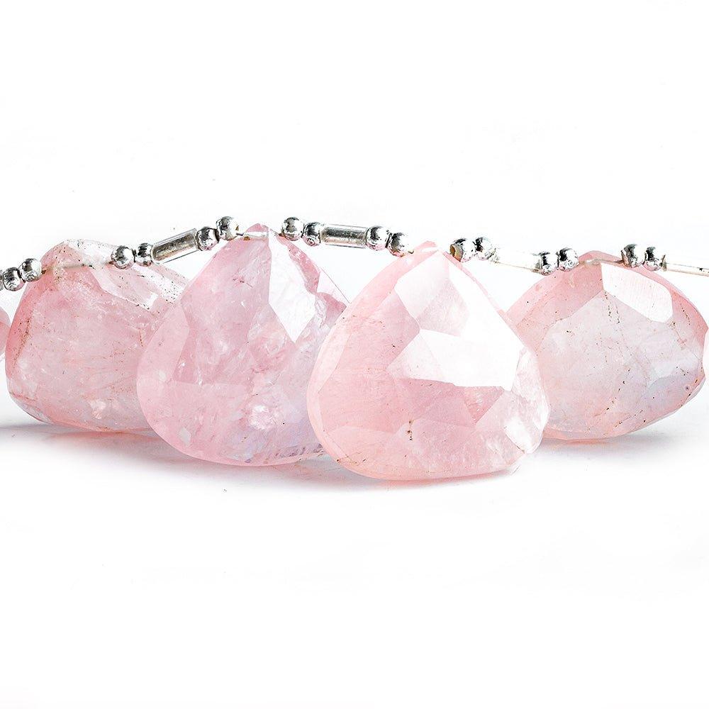 Rose Quartz Faceted Heart Beads 8.5 inch 13 pieces - The Bead Traders