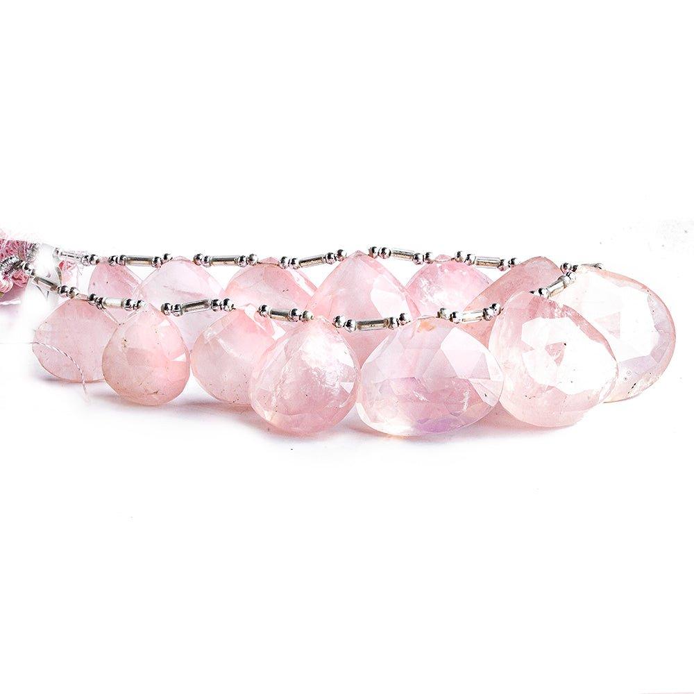 Rose Quartz Faceted Heart Beads 8.5 inch 13 pieces - The Bead Traders