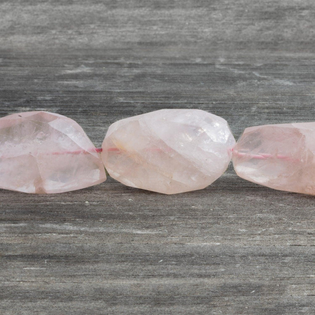 Rose Quartz Faceted Nuggets 16 inch 13 beads - The Bead Traders