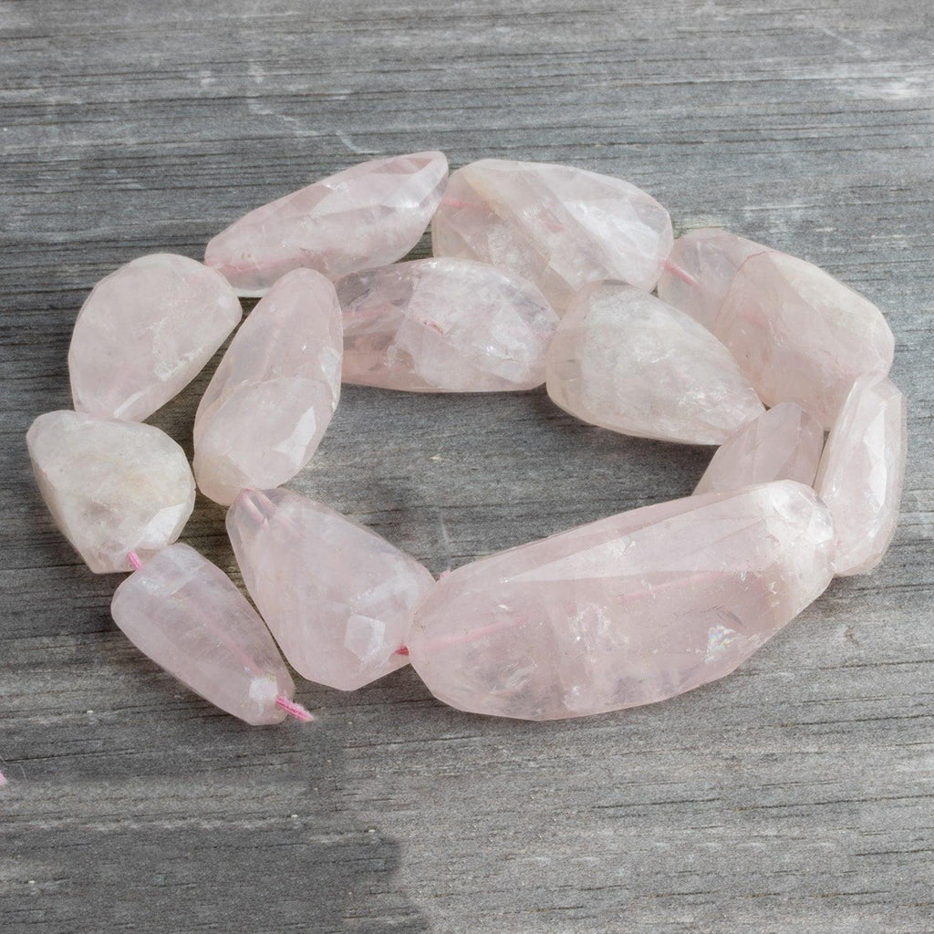 Rose Quartz Faceted Nuggets 16 inch 13 beads - The Bead Traders