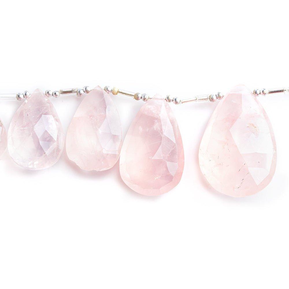 Rose Quartz Faceted Pear Beads 8 inch 11 pieces - The Bead Traders